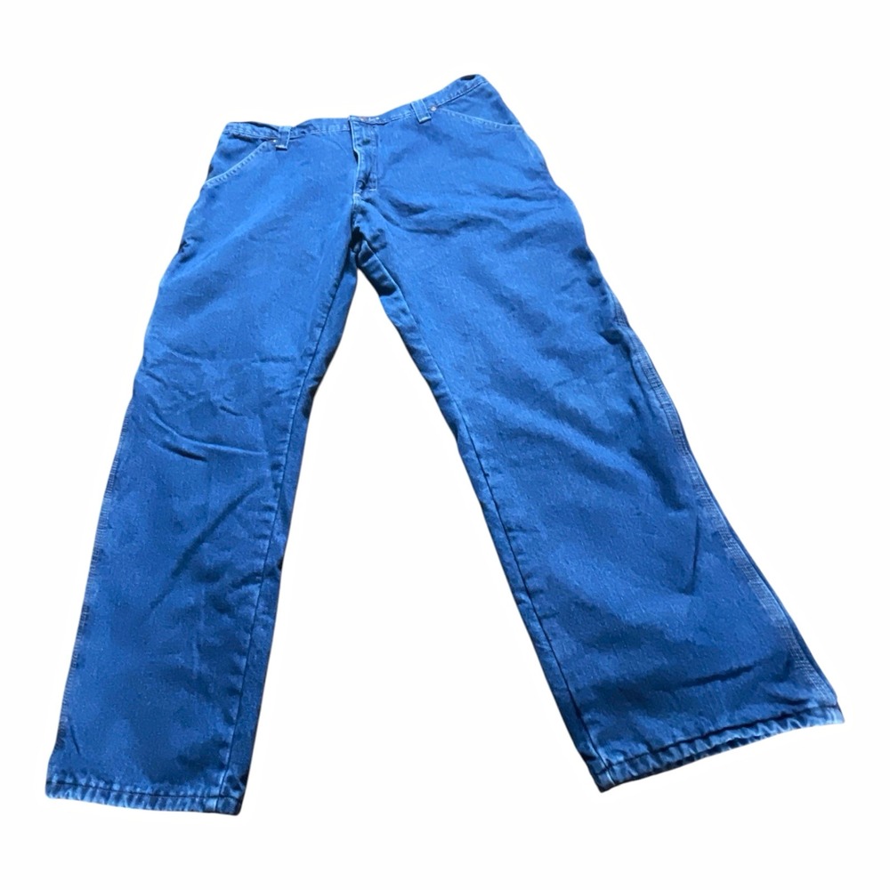 Wrangler Rugged Wear Men's Dark Wash Fleece-Lined Denim Jeans Regular Straight